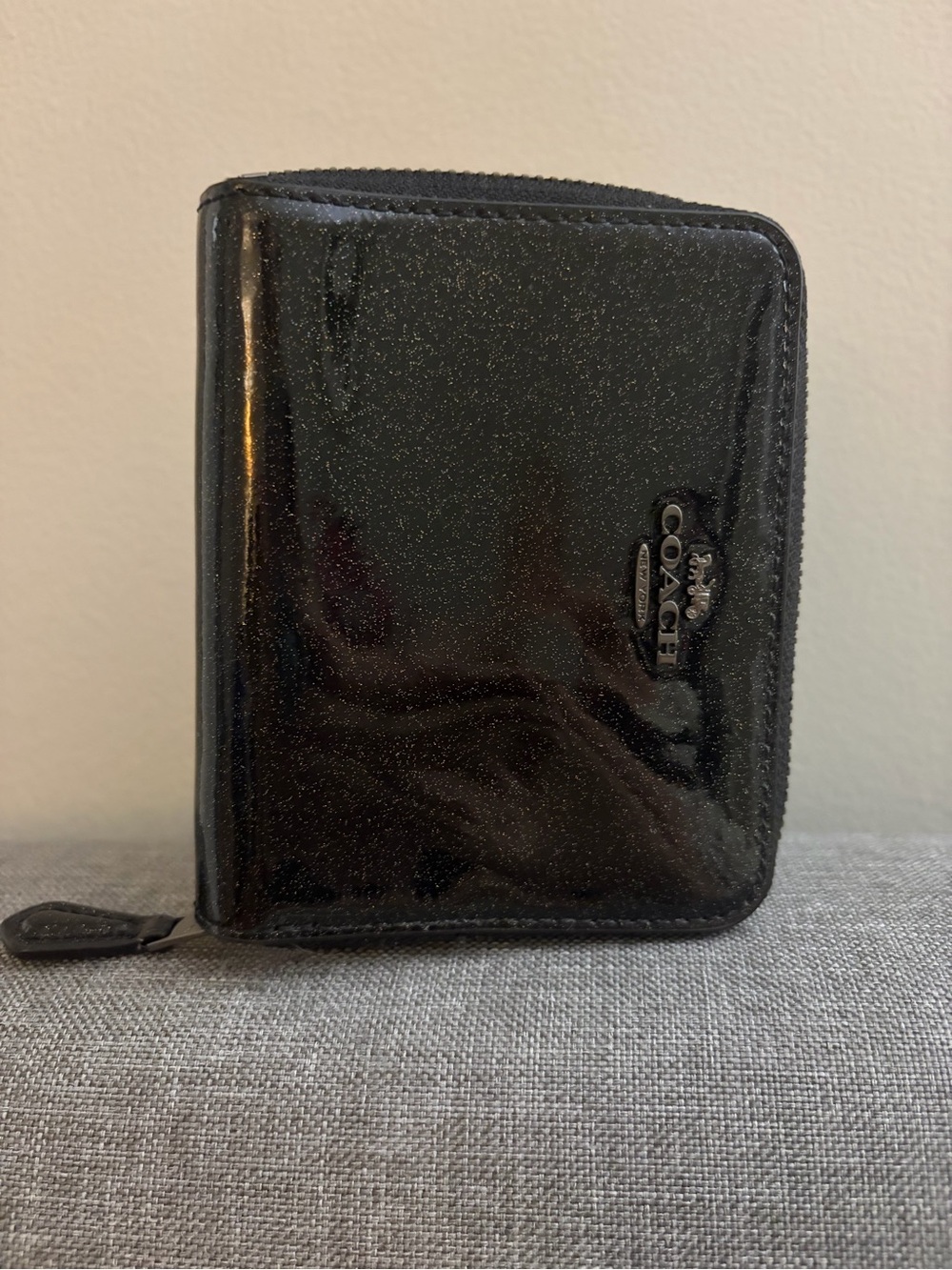 Coach Black Sparkle Zip Wallet